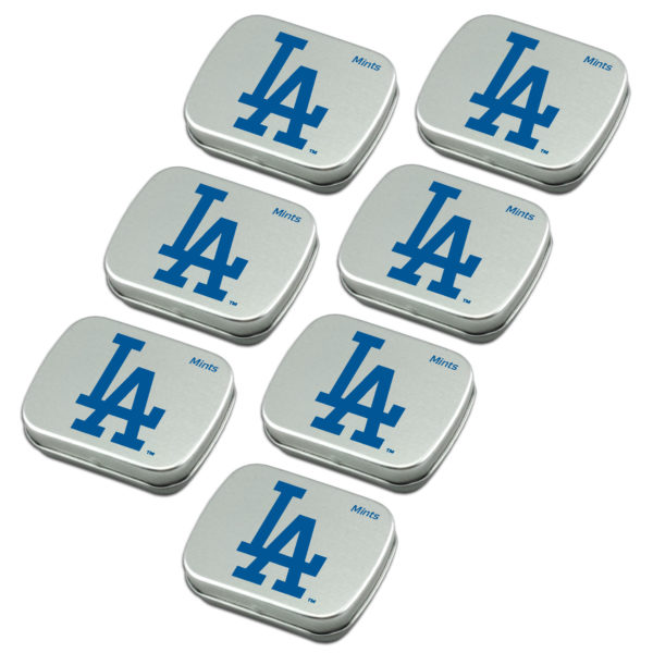 LA Dodgers mint tin 7-pack sugar free peppermint candy www.WorthyPromo.com