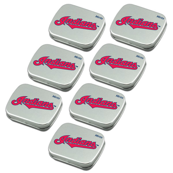 Cleveland Indians mint tin 7-pack sugar free peppermint candy www.WorthyPromo.com