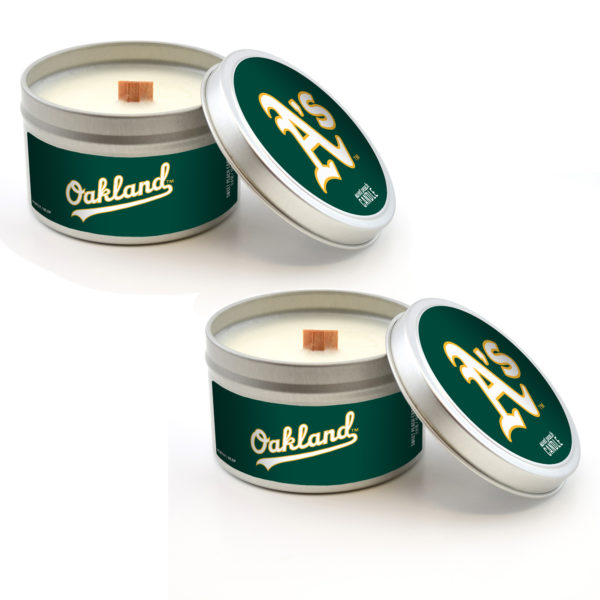 Oakland Athletics Candles Travel Tin 2-Pack www.WorthyPromo.com
