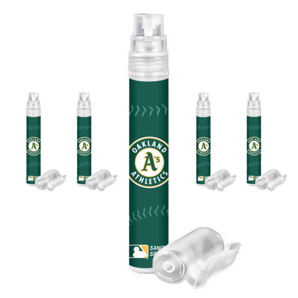 Oakland Athletics hand sanitizer spray 5-pack www.WorthyPromo.com