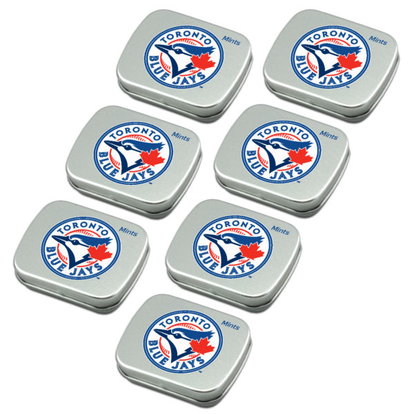 Toronto Blue Jays mint tin 7-pack sugar free peppermint candy www.WorthyPromo.com