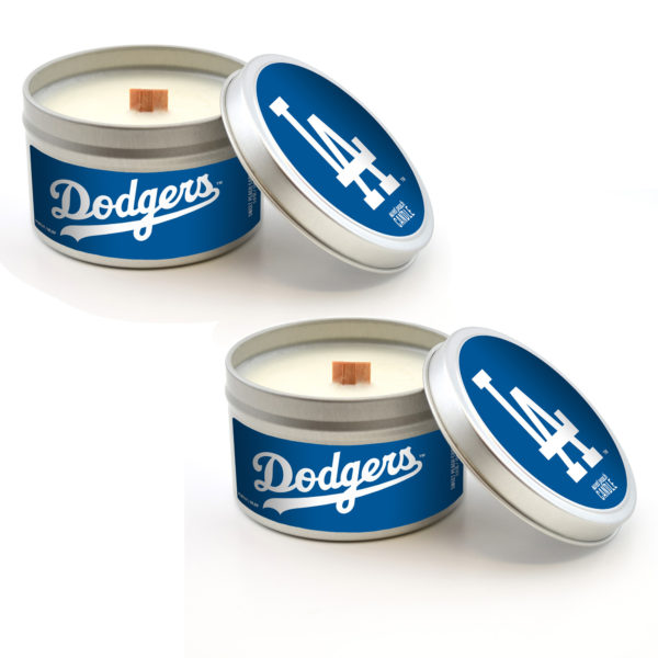 LA Dodgers Candles Travel Tin 2-Pack www.WorthyPromo.com