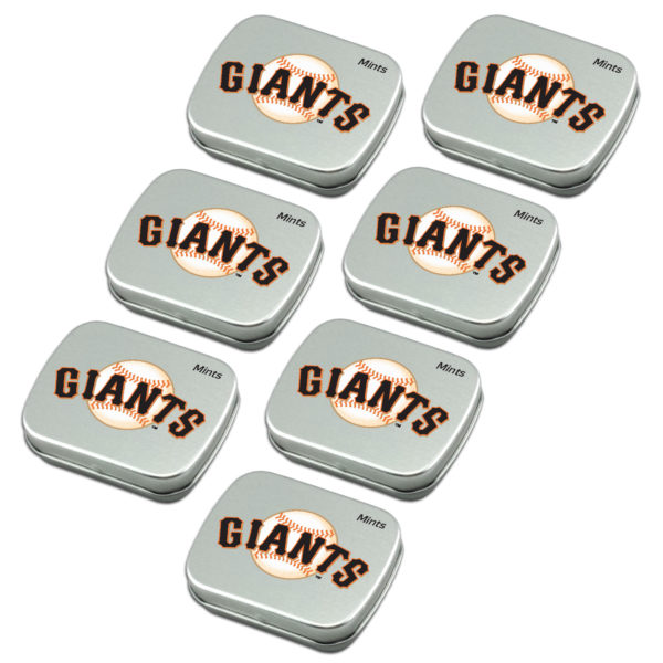 San Francisco Giants mint tin 7-pack sugar free peppermint candy www.WorthyPromo.com