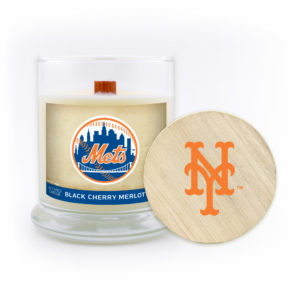 New York Mets Candle Scented Soy Wax with Wood Wick, MLB, 8oz