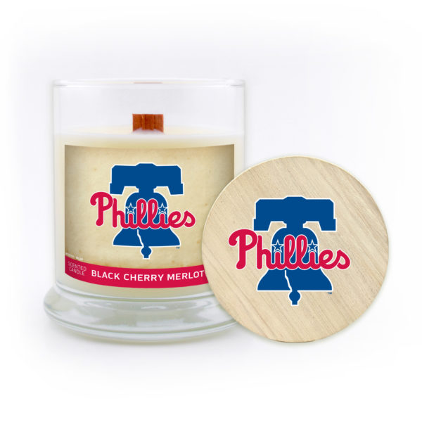 Philadelphia Phillies Candle Soy Wax, MLB, Variety of Scents, at www.WorthyPromo.com