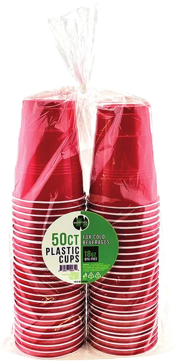 50ct 18 oz Red Plastic Cups