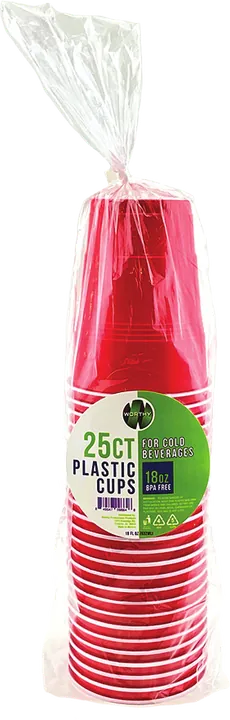 25ct 18 oz Red Plastic Cups