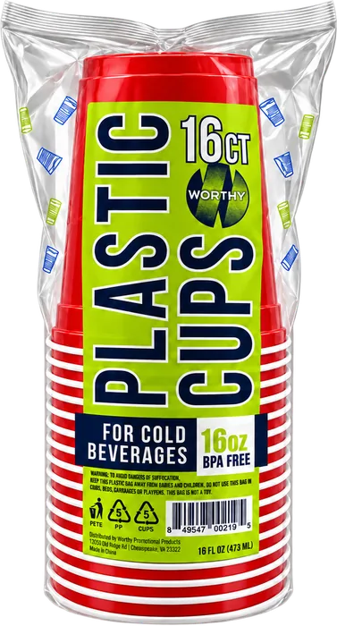 16ct 16 oz Red Plastic Cups